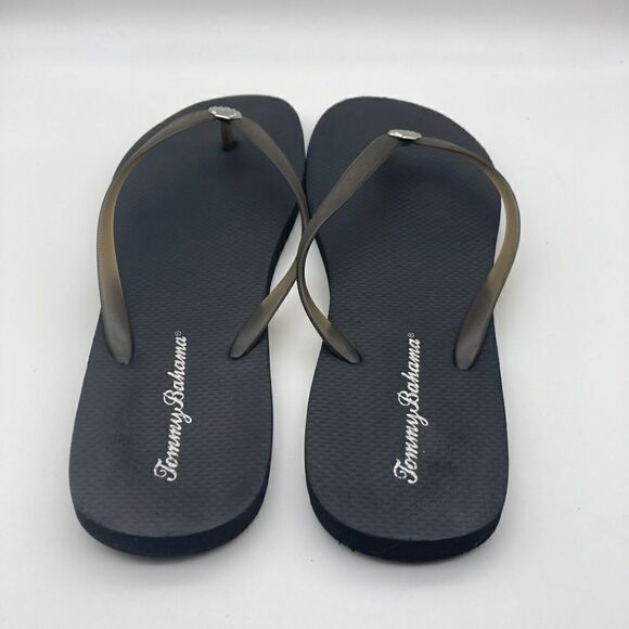 Tommy Bahama Women’s Black Sandals with Silver Sea  Shell Size 11 - Picture 4 of 7